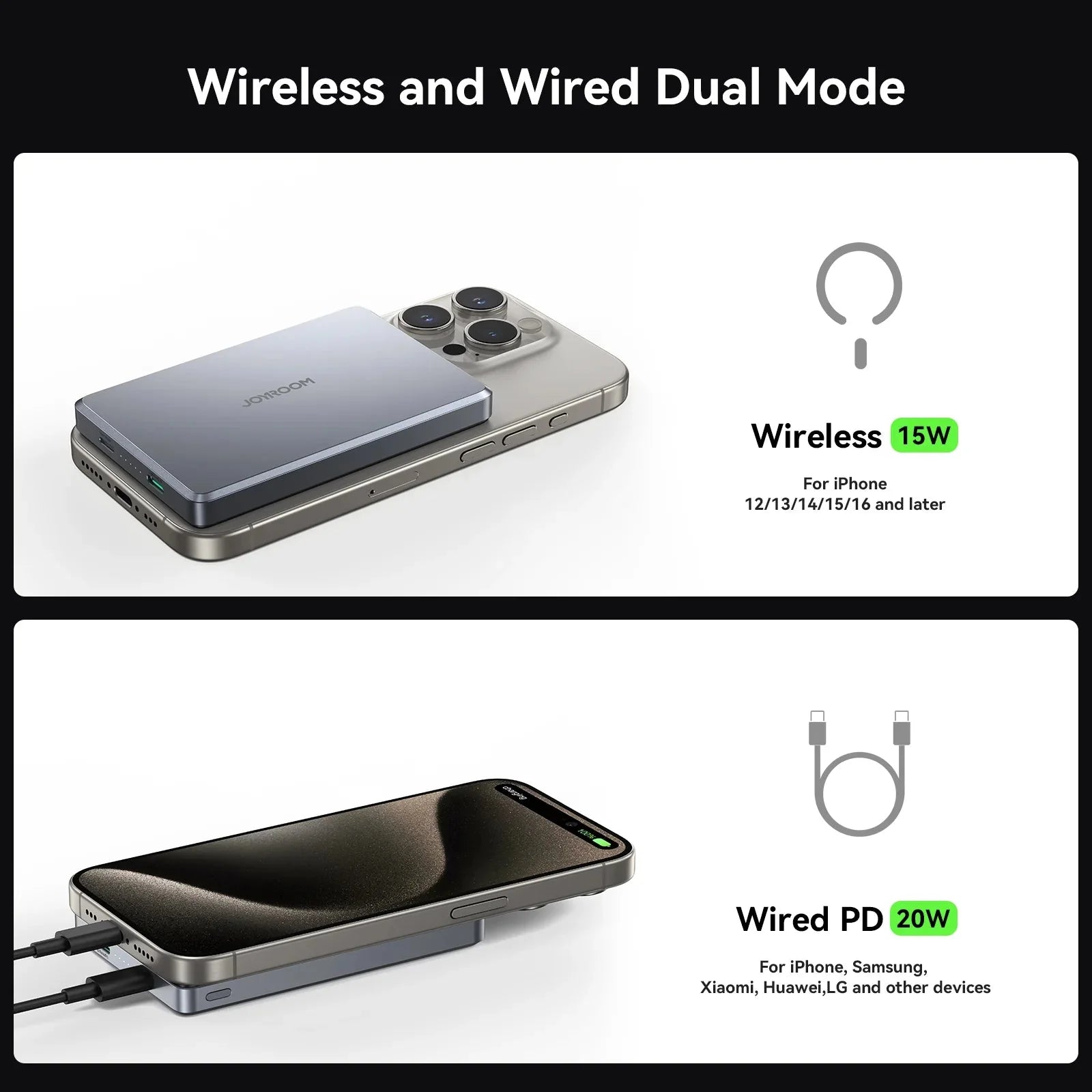 Joyroom JR - PBM08 Pro 10000mAh Magnetic Wireless Power Bank – 20W Fast Charging - Natural Titanium - Saif Al Najmi KwWireless Power BanksJOYROOMSaif Al Najmi KwJoyroom JR - PBM08 Pro 10000mAh Magnetic Wireless Power Bank – 20W Fast Charging - Natural Titanium