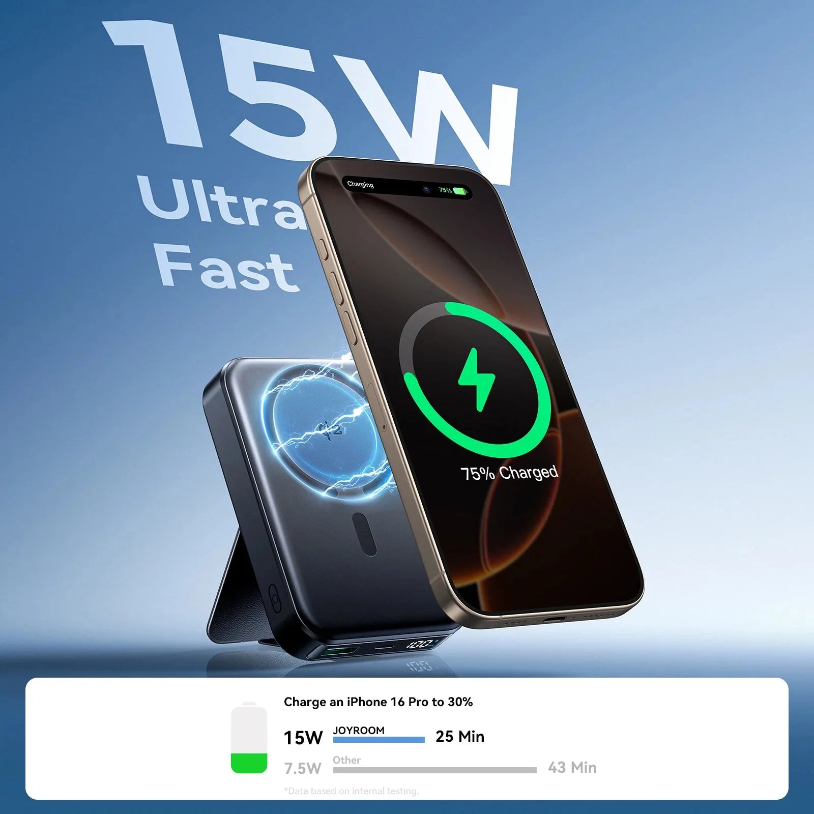 Joyroom JR - PBM11 10000mAh QI2 Magnetic Wireless Power Bank with Holder – 22.5W Fast Charging, Black - Saif Al Najmi KwWireless Power BanksJOYROOMSaif Al Najmi KwJoyroom JR - PBM11 10000mAh QI2 Magnetic Wireless Power Bank with Holder – 22.5W Fast Charging, Black