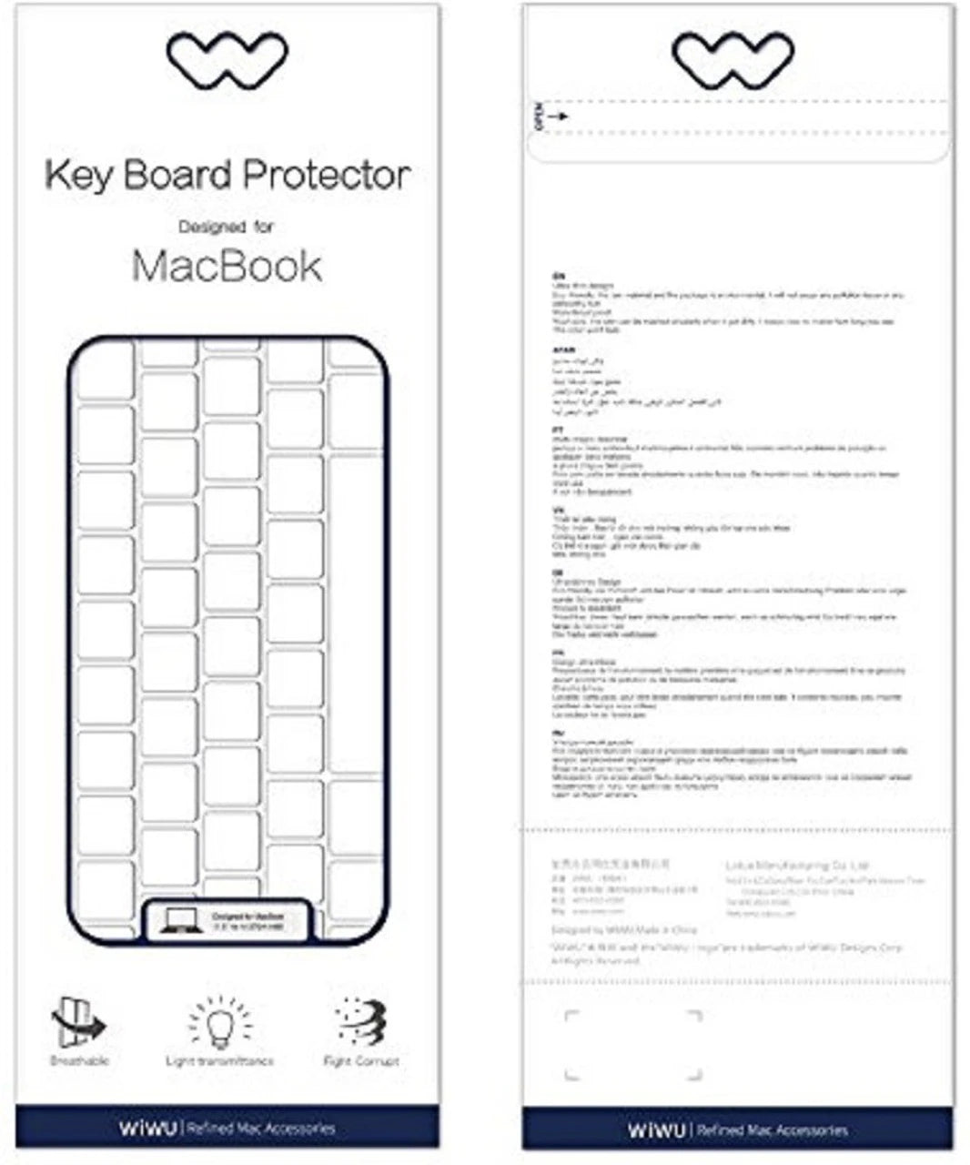 Wiwu Laptop Keyboard Protector - Apple Macbook Pro 13/Macbook Pro 16 / Clear
