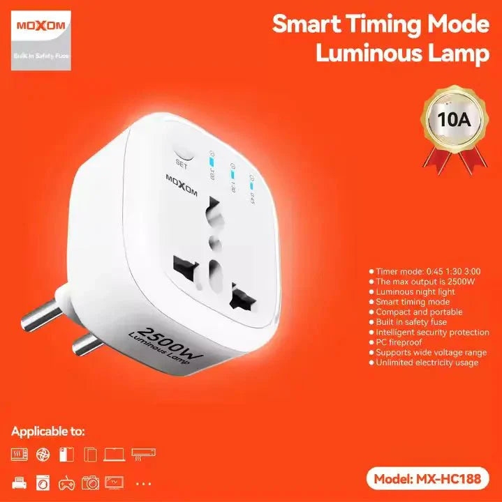 MOXOM Universal Travel Multi Port USB Wall Charger 10A EU Timing luminous conversion plug socket - Saif Al Najmi KwConversion AdapterMOXOMSaif Al Najmi KwMOXOM Universal Travel Multi Port USB Wall Charger 10A EU Timing luminous conversion plug socket - Saif Al Najmi Kw