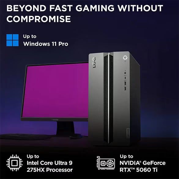 Lenovo LOQ Tower 17 Gen 10 - Ultra 7 255HX / 32GB / 1TB (NVMe M.2 SSD) / GeForce RTX 5060 Ti 8GB GDDR7 / AI Boost, Up to 16 TOPS / Win 11 Home / 500W / 1YW / Eng/Arb / Luna Grey - Desktop