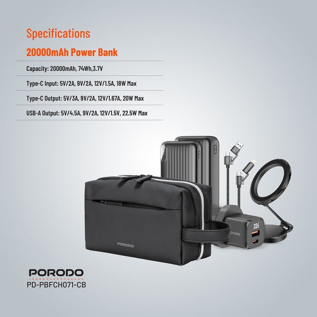 Porodo 5 - In - 1 Travel Combo Kit Power Banks Charger MagSafe Holder - Saif Al Najmi KwCombo Kit Power BankPorodoSaif Al Najmi KwPorodo 5 - In - 1 Travel Combo Kit Power Banks Charger MagSafe Holder