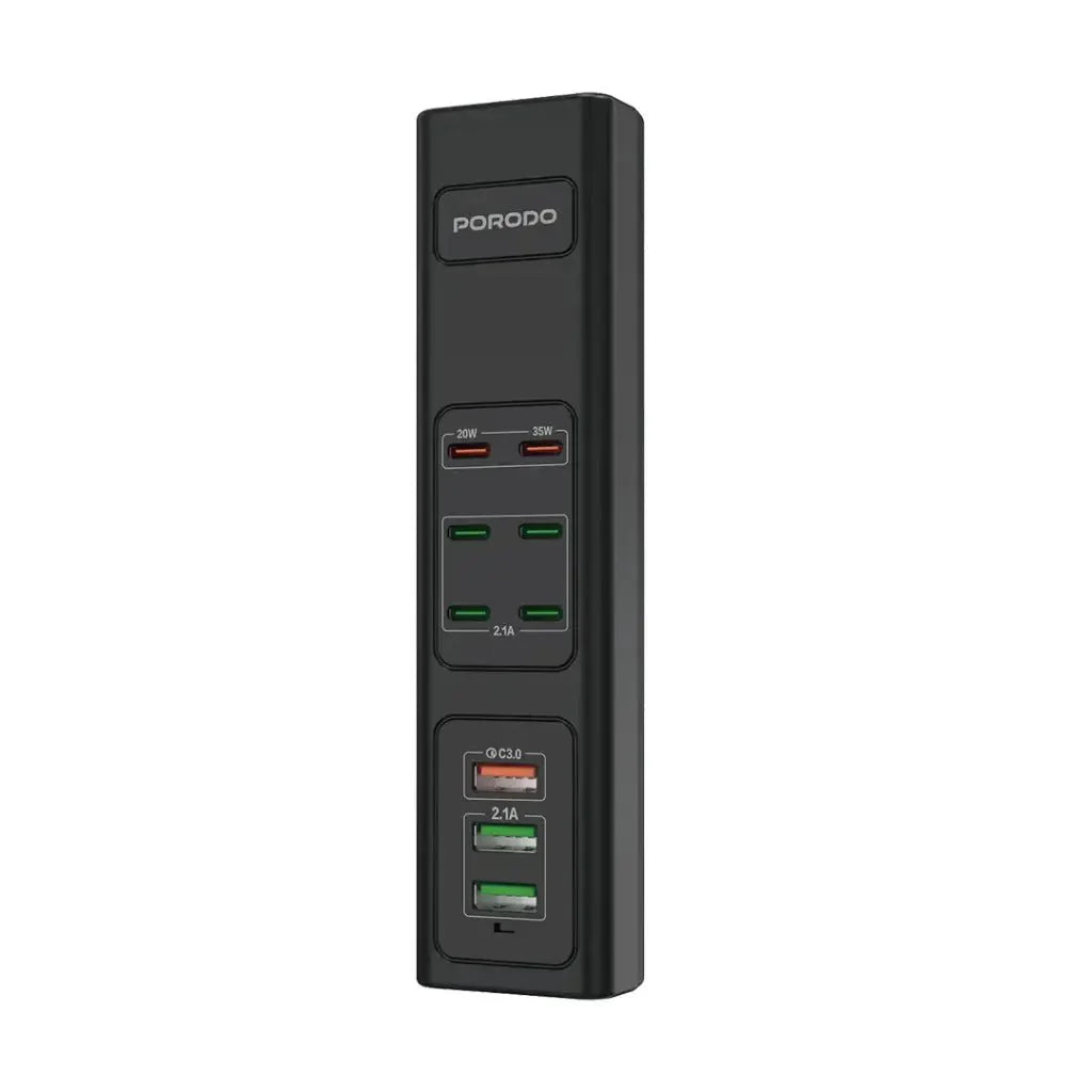 Porodo 85W Multi - Port USB Charging Hub Desktop Charger Black - Saif Al Najmi KwExtension Power SocketPorodoSaif Al Najmi KwPorodo 85W Multi - Port USB Charging Hub Desktop Charger Black