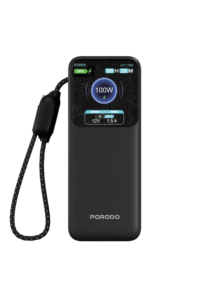 Porodo POLO 10000mAh Power Bank Built - in USB - C Cables Black - Saif Al Najmi KwPower BankPorodoSaif Al Najmi KwPorodo POLO 10000mAh Power Bank Built - in USB - C Cables Black - Saif Al Najmi Kw