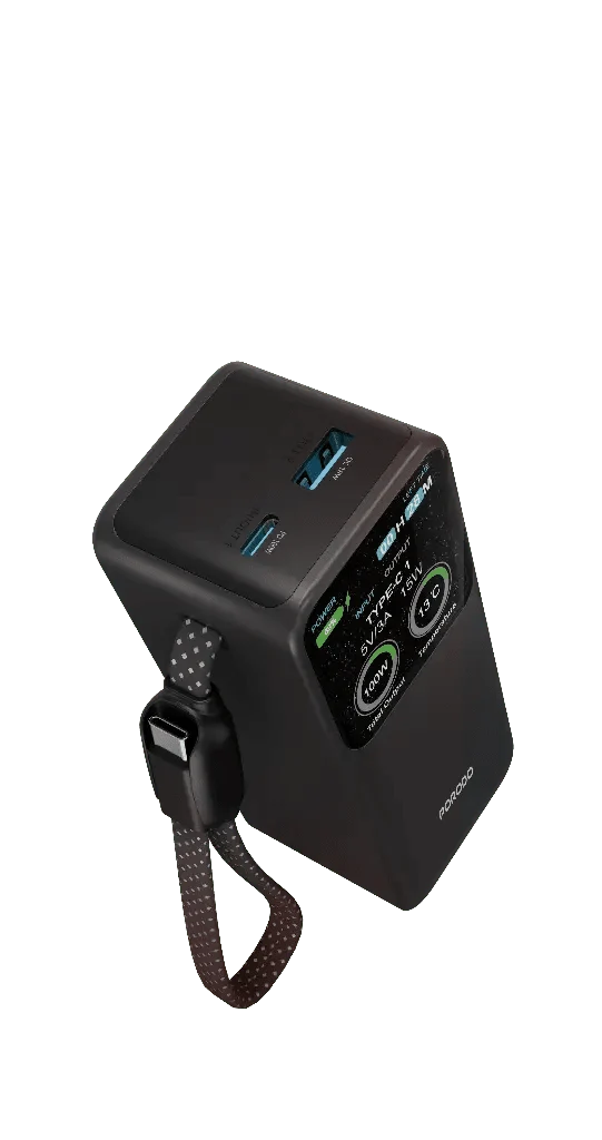 Porodo POLO 10000mAh Power Bank Built - in USB - C Cables Black - Saif Al Najmi KwPower BankPorodoSaif Al Najmi KwPorodo POLO 10000mAh Power Bank Built - in USB - C Cables Black