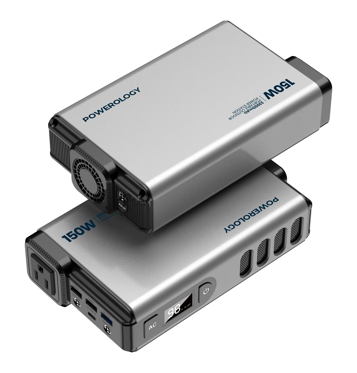 Powerology Mini Power Station With AC - USB / Type-C / DC Input / Output - Gray