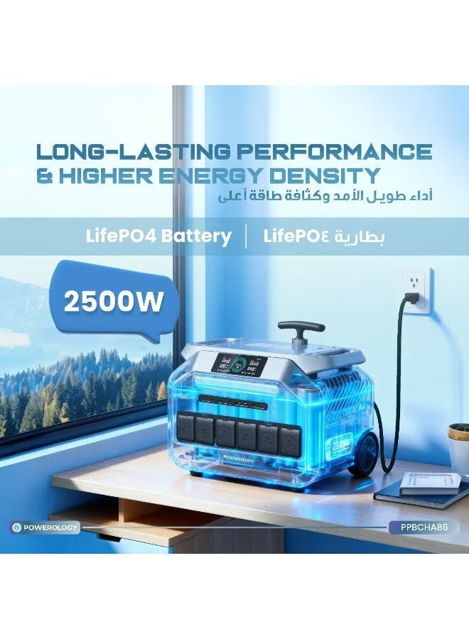 Powerology Portable Power Station Trolley Power Generator 2500W (640000mAh)