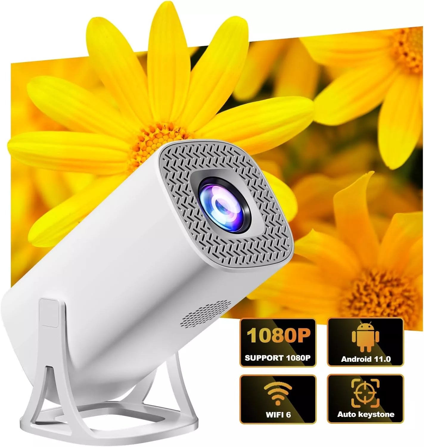 S40 Max 4K Game Projector with 35,000+ Built-In Games & Dual Wireless Controllers – Smart Android 11 Home Entertainment & Gaming Projector