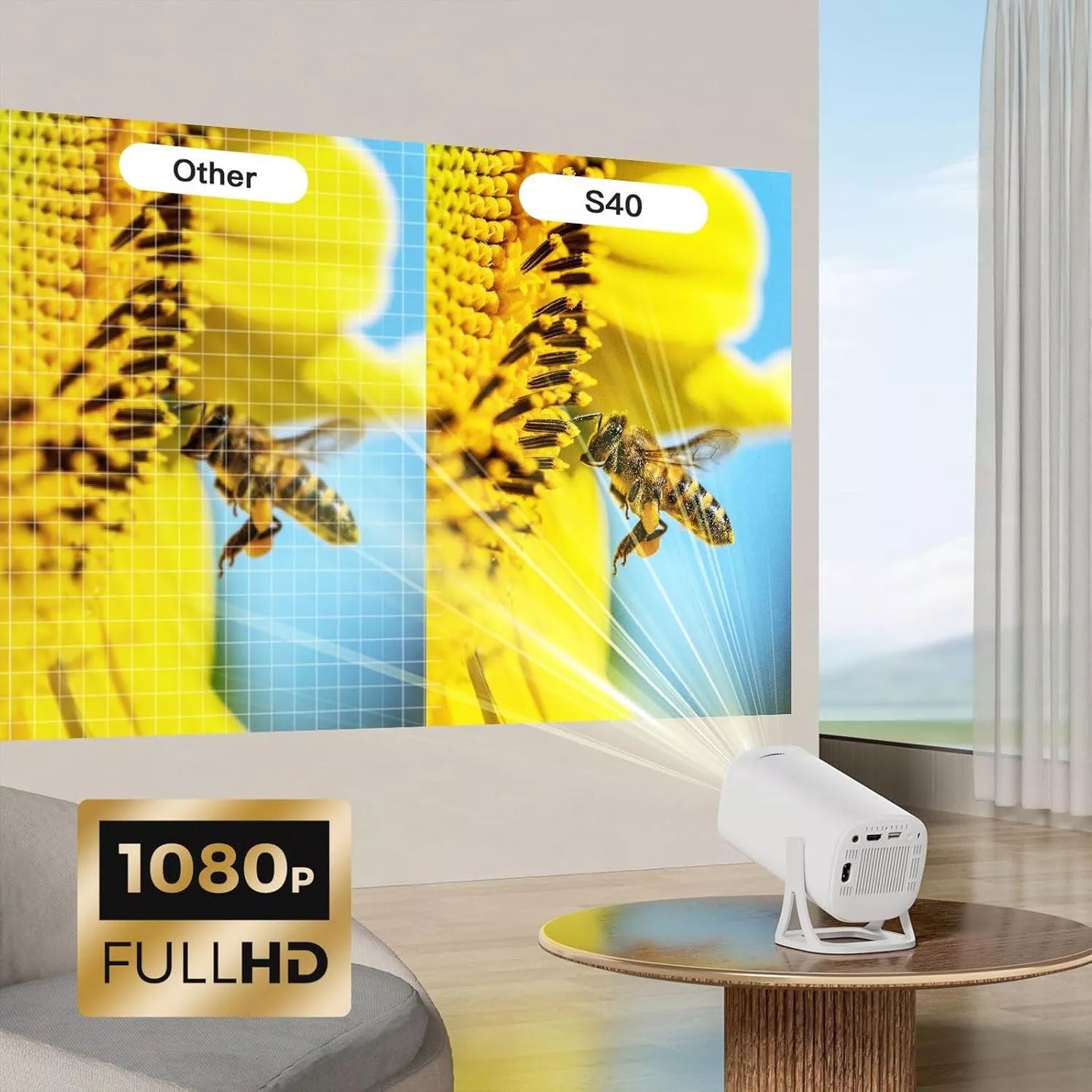 S40 Max 4K Game Projector with 35,000+ Built-In Games & Dual Wireless Controllers – Smart Android 11 Home Entertainment & Gaming Projector