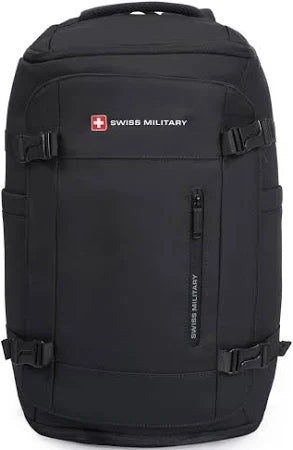 حقيبة ظهر سويسرية عسكرية مزودة بحزام سهم - أسود/مموه